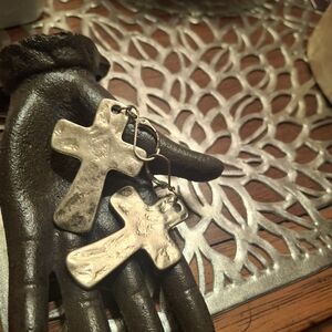 Antique Gold Cross Drop Earrings